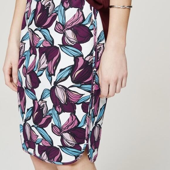 LOFT Wild Orchid Pencil Skirt Size 8 Floral Modern Career Polished Fall Vintage - Picture 9 of 9